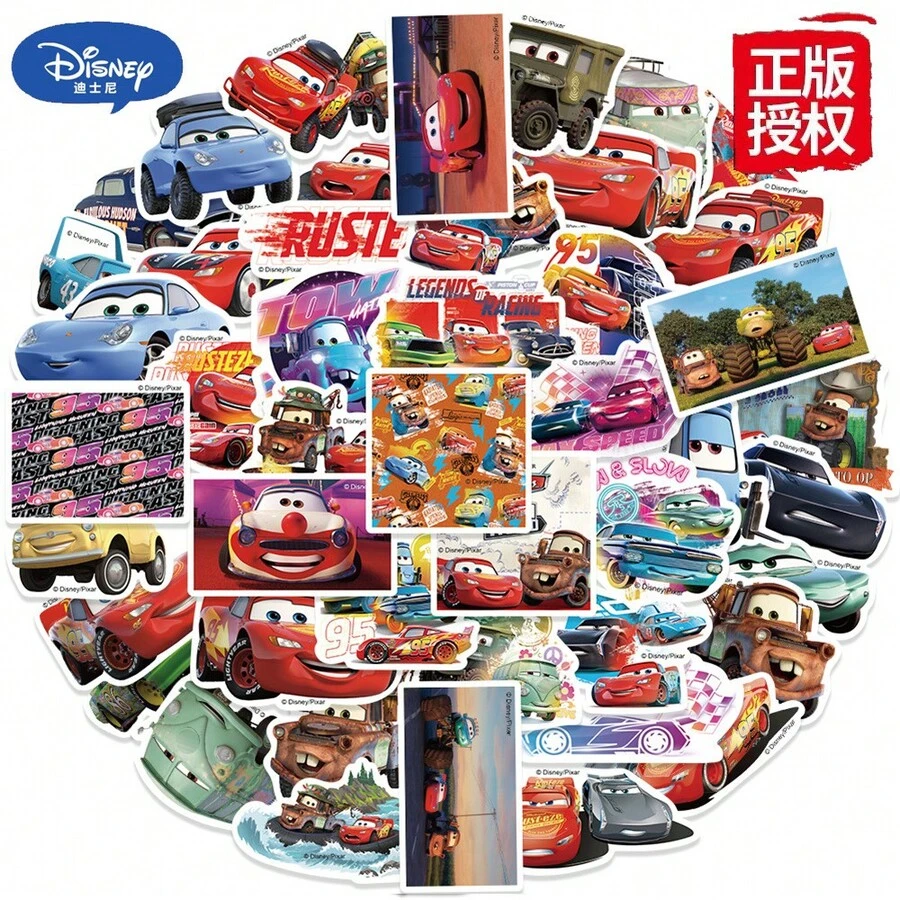 Disney 50张卡通汽车光宁麦昆贴纸电影动漫贴花吉他笔记本电脑可爱卡哇伊贴纸包 - 正版 - 查看 1