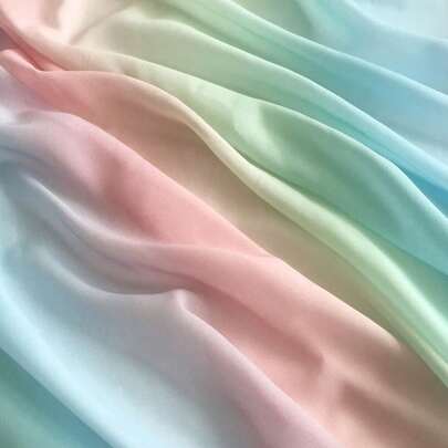 1pc Rainbow Candy Color Printed Colorful Gradient Silk Blouse Fabric With Soft And Smooth Texture For DIY Sewing. Perfect Choice For Interior Decoration, Evening Dress Or Formal Clothing. Handicraft Material.