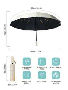 自动折叠大号高品质雨伞，防雨防风，结实耐用，适合家庭娱乐户外防雨防晒两用。 - 彩色 - 查看 10