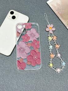花朵造型手链单件装，透明彩绘防震手机壳，兼容 14 Pro Max、13、11、XR、7/8、Galaxy S24、A03s、A04、A12、A13、A14、A21s、A22、A23、A24、A32、A33、A34、A51、A52、A53、A54、A71、A72、A73、S20 FE、S21、S22、9、9A、10A、10C、Note 9、Note 10、Note 11、Note 12、12C - 彩色 - 查看 3