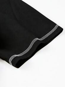 Men's Spring Letter Print T-Shirt Top, Sleeveless Vest Short Sleeve, Couple Matching Style, Spring/Summer/Autumn - Black - View 8