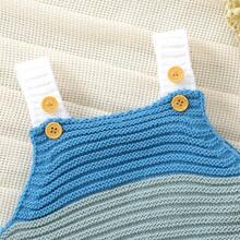 1pc Baby Girl Rainbow Striped Patchwork Knit Sleeveless Romper, Soft & Comfortable All-In-One Jumpsuit For Baby Girls - White - View 9