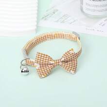 Adjustable Pet Collar With Plaid, Daisy Flower, Bow Tie, And Bell Pendant For Cats And Dogs - Multicolor - View 7