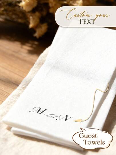 15-100pcs Monogram Custom Wedding Napkins, Linen Feel Personalized Party Napkins, Clear Printing, Perfect Table Decor For Wedding, Anniversary, Bridal Shower, Engagement Party, Rehearsal Dinner, Ideals Engagement Napkins For Couple, Lover And Family, Customized Cocktail Napkins, Elegant Customized Guest Towels