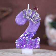 1PC Purple Crown 0-9 Number Birthday Candle Creative New Style, Wedding Decoration, Rhinestone Crown, Suitable For Cake Decoration, Dessert Table, Party Birthday Celebration Candle. - View 19