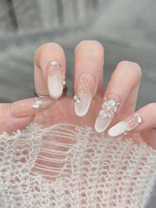 10pcs/Set Press On Nails, Rainbow Sweetheart Design, Hand Painted Sunflowers Super Cute And Fresh Looking. These Handmade Press Ons Are Perfect For Girls And Women To Wear. - Multicolor - View 2