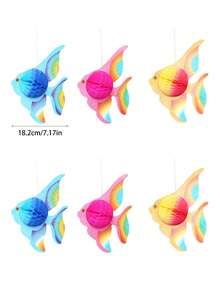 3pcs Rainbow Honeycomb Tropical Fish Hanging Ornaments, Ocean Party Decorations, Colorful Honeycomb Fish Garland Decor, Suitable For Summer Indoor/Outdoor Ocean Theme Party, Birthday Party Photo Props, Underwater/Mermaid/Hawaiian/Birthday Party Tabletop Decor, Wedding Wall Decor, Graduation Ceremony - Tropical Fish Honeycomb Balls - View 10