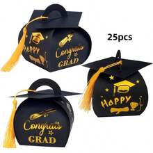 25pcs Graduation Gift Box Set, Pre-Assembled Graduation Cap Decor Box, Graduation Candy Box With Tassel Decor, Graduation Decorations, Classroom Centerpiece Decor, Party Supplies - View 9
