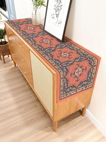 1 Stück Vintage Retro Muster bedruckter Leinen Tischläufer, geeignet für Feiertage, Partys, Geburtstage, Abendessen, Küchen- und Esszimmer Dekoration, Schuhschrank Abdeckung, ganzjährige Heim-Dekoration & Textilien - Verschiedenfarbig - Übersicht 5