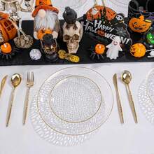 50/25/7/1 Set Transparent Hammered Single Gold Rim Plates, Including 10.25" Large Plate And 7.5" Small Plate, Ideal For Family Gatherings, Birthday Parties, Outdoor Events, Holiday Parties, Weddings, Suitable For Multiple Occasions - Transparent - View 4