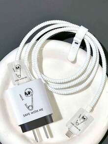 5个蝴蝶、棕榈树、黑蜘蛛、南瓜、幽灵图案充电器保护套，兼容三星25W充电器，防弯折保护 - 彩色 - 查看 7