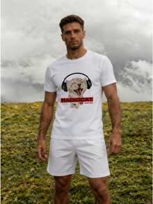 Men T-Shirt Co-Ords - White 1 - View 2