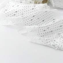 1条女士甜美波点蕾丝围巾，多功能轻薄围巾，优雅时尚颈巾，防晒头巾，春夏款 - 白色 - 查看 4