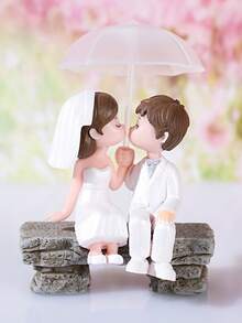 Juego de 2 piezas de paraguas con parejas besándose. Figuras coleccionables hechas de resina., Adornos de bonsái de jardín, Accesorios decorativos DIY, Decoraciones del hogar, Decoraciones de oficina, Decoraciones de la consola central del coche, Decoraciones de boda. - A - Ver 12