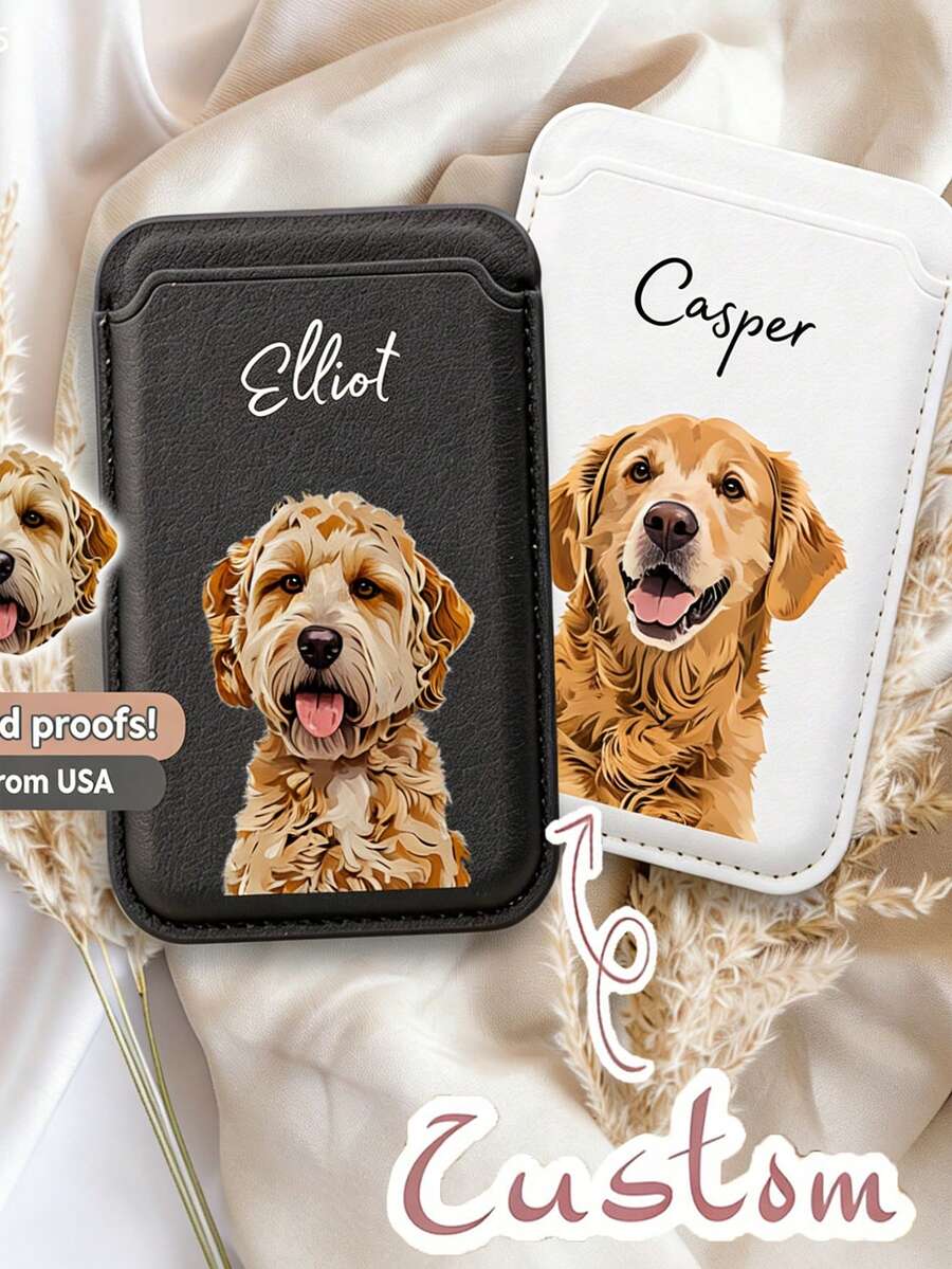Custom Pet Phone Case Wallet With Card Holder MagSafe Compatible With Pet Photo + Name Personalized Phone Case Custom Cat Phone Case - Multicolor - View 1