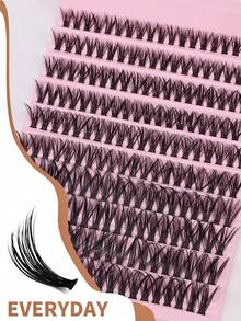 40D仿貂毛假睫毛，200簇，卷翘度8-16毫米，自然浓密纤长单根睫毛，适合新手DIY嫁接假睫毛，专业眼妆假睫毛簇 - 查看 4
