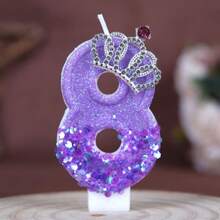 1PC Purple Crown 0-9 Number Birthday Candle Creative New Style, Wedding Decoration, Rhinestone Crown, Suitable For Cake Decoration, Dessert Table, Party Birthday Celebration Candle. - View 18