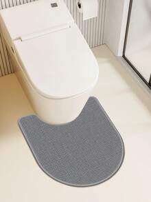 1/3pcs Set Linen-Like Anti-Slip Absorbent Bath Mat, Silica Gel Linen-Look Bath Mat, Retro Pattern Bathroom, U-Shaped Toilet Mat, Washroom Sink Absorbent Foot Mat, High Quality Thick 6.3mm - Woven Linen - Grey - View 5