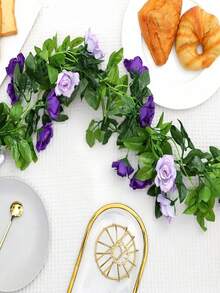 240cm Purple Rose Vine, 1/3pcs Set - Suitable For Home Decor, Wedding Decor, Tabletop Decor, Party Decor, Holiday Decor - Purple - View 4