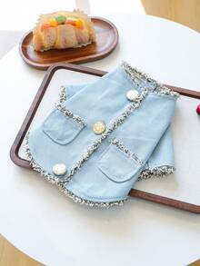 PETCIRCLE 1pc Pet Clothes, Dog Apparel, Two-Leg Jacket For Small Dogs, Fragrant Wind Coat - Blue - View 6