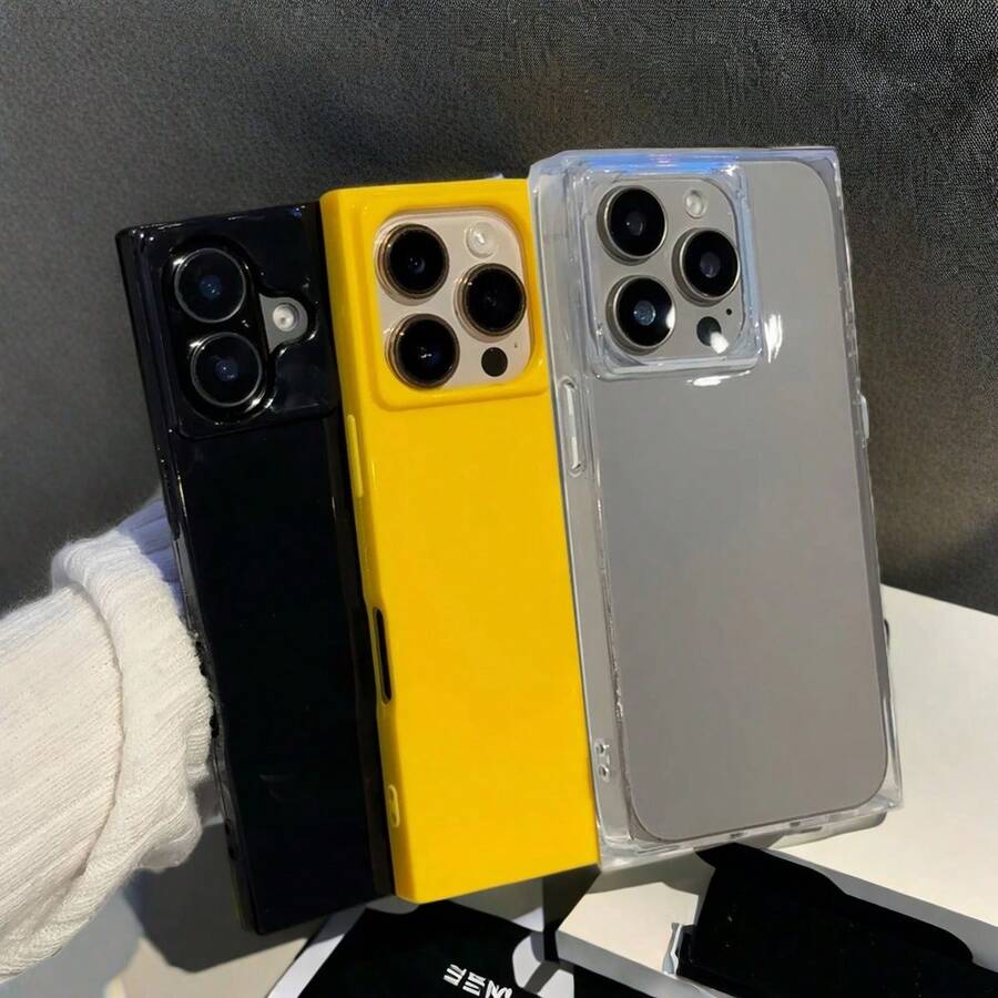 Glossy Surface Ultra-Thin Feel Clear Case Compatible With Iphone16/16pro/16promax/15/15pro/15/14/14pro/13/12/11/Pro/Max Anti Fall Prokect Cover Casing - 黃色 - 查看 1