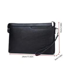 2026 New Solid Black PU Clutch Bag, Fashion Minimalist Business Men's Handbag Wristlet, Men's Phone Pouch, Square Wallet, Lightweight And Portable To Carry Phone, Cash, Cards, Suitable For Work Commute, Business Trip, Office Meetings, Essential For Businessman, Men's Accessory, Gift For Husband, Father, Holiday Gift - A - View 12
