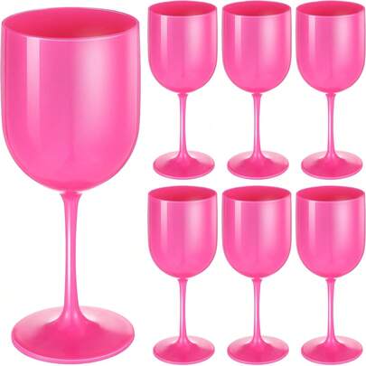 1/6/10/15/20/24pcs Plastic Red Wine Glasses, Unbreakable Reusable Acrylic Wine Cups, Suitable For Bachelor/Bachelorette Party, Wedding, Bridal Shower, Birthday Party (Shiny Pink)