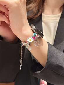 1 pieza Banda decorativa y elegante de joyería con estilo lindo y femenino, compatible con Apple Watch de 38mm, 40mm, 41mm, 42mm, 44mm, 45mm, 46mm, 49mm, correa para Apple Watch Series Ultra 11/10/9/8/7/6/5/4/3/2/1 SE - siete colores - Ver 3