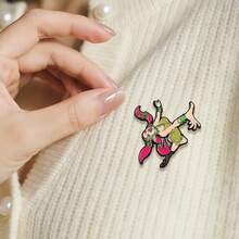1pc Fantasy Pink Elf Vine Enamel Brooch, A Lively Elf Girl Badge, Clothing Accessory, Suitable For Backpack And Jacket Decoration, Fairy Tale Themed Collectible, Perfect Gift, Wearable Year-Round, Unisex. - Multicolor - View 8