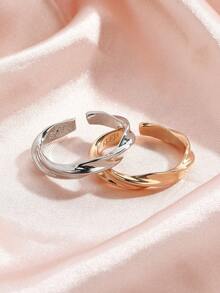 1pc Mobius Ring, Unisex Single Ring, Couple Rings, Minimalist Style Fashion Versatile Ring, Adjustable Open Design - Multicolor - View 2