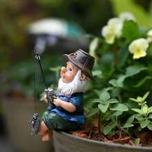 Hand-Painted Resin Dwarf Fisherman Decorative Figurine, Suitable For Outdoor Garden, Micro Landscape, Potted Plants, Aquarium, Desktop, Indoor And Outdoor Decor - A - View 4