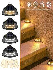 1/4/8pcs Solar Stair Lights, IP65 Waterproof Outdoor LED Deck Lights, Solar Fence Lights Suitable For Yard, Path, Front Door, Patio And Stairs - HP-2501 - View 4