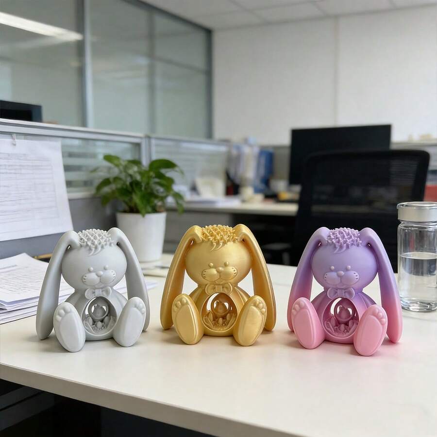 1pc Gothic Style Cute Rabbit Model Figurine, Suitable For Collection, Desktop Decor, Fit For Easter, Halloween, Christmas, Back To School Gifts - Multicolor - View 1
