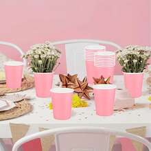 10/20/50/100pcs Pink Paper Party Cups, 9oz Beverage/Coffee/Cold Drink Reusable Cups, Suitable For Birthday Party, Wedding, Mother's Day - Gold - View 3