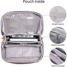 DDgro Electronics Organizador Bolsa de viaje Bolsa de accesorios perfecta para electrónica cargador de MacBook y cables cables disco duro gris claro-café DD015 - Gris Clarocaf - Ver 4