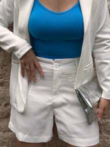 Women's Blazer, Maxi Coat, Long Suit, Tailored, Elegant, Off-White - OFF - View 8