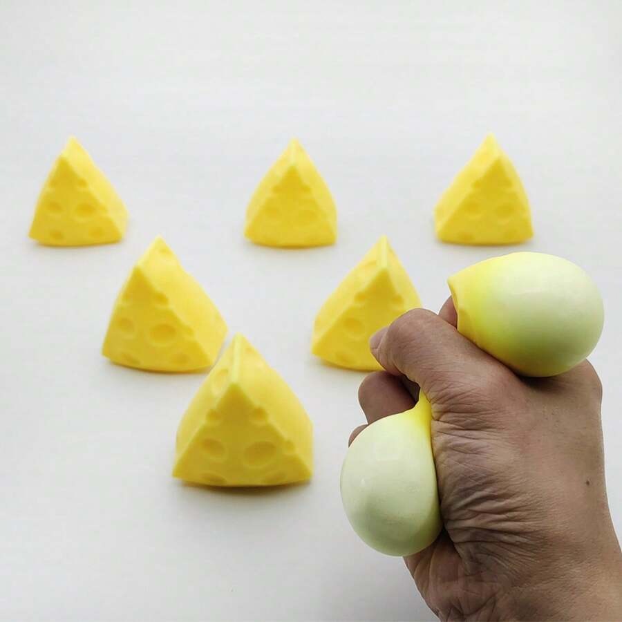 1/2个装 软萌减压三角奶酪捏捏乐玩具，慢回弹减压神器，柔软质地，具有舒缓功效，是节日、生日、愚人节、圣诞节、复活节彩蛋篮填充物的理想礼物 - 彩色 - 查看 1