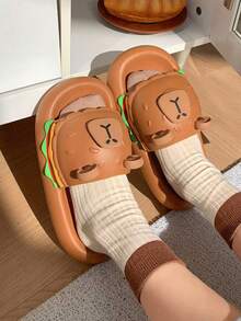 1 đôi dép xăng đan đế dày chống trượt, họa tiết hoạt hình dễ thương dành cho trẻ em, chất liệu EVA, thích hợp cho mùa xuân/hè. - màu nâu - Xem 7