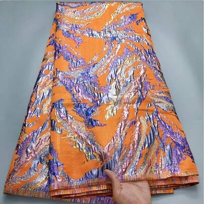 2026 High Quality African Nigerian Gilding Tulle Lace Fabric Embroidery Organza French Lace Jacquard Brocade Lace Fabric Wedding