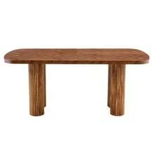 Walnut-Colored Dining Table With Arched Pedestal Support – 180*90cm Dimensions, Multifunctional For Dining Room And Reception Area In The Modern Home, Stylish Design - 核桃 - 查看 12