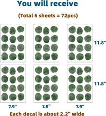 RoyoLam 72pcs 2.2'' Blackish Green Polka Dots Wall Decals Nursery Watercolor Wall Stickers For Kids Removable Peel And Stick Wall Art Decor For Classroom Living Room Bedroom - ColorA - 查看 3
