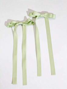 2pcs Ballet Style Long Ribbon Bow Hair Clip Fashionable And Cute Women Hair Accessory Suitable For Daily Wear On Any Occasion Valentine's Day Valentines Hair Accessories For Women Claw Clips Hair Claws Hair Barrettes School Stuff Elegant College Winter Outfit For Women Bows Head Accessories - 黃色的 - 查看 5
