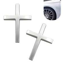 2 PIEZAS Calcomanías de cruz para auto Emblema personalizado 3D Pegatina a prueba de óxido Autoadhesiva Decoración Emblema plateado universal Insignia exterior para carrocería, maletero, portón trasero, guardabarros, parachoques - Plateado - Ver 7