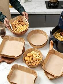 Wooden Pulp Air Fryer Liners, Thickened Leak-Proof, Reusable Baking Mat For Home Cooking - View 4