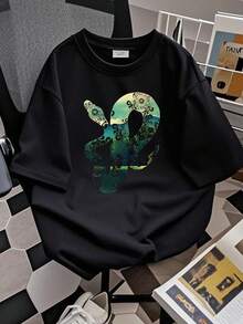 Women T-Shirt Print Boho Ball Python Cool Forest Unisex T-Shirt - 黑色 - 查看 2