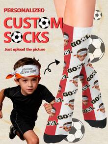 1 par de calcetines personalizados, calcetines con estampado facial personalizado, calcetines con estampado de foto, calcetines con cualquier cara/patrón estampado, calcetines con cara divertida, fútbol, aniversario, San Valentín, cumpleaños, boda, Día de la Madre, Día del Padre, regalo - Multicolor - Ver 5