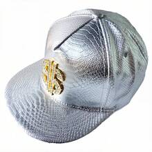 Gold Dollar Sign Snapback Hat, Hip Hop Street Dance Sun Visor Baseball Cap - A - View 11