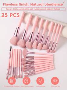 46PCS Makeup Tools Set Including:25PCS Makeup Brush Set+1pc Hairband+2PCS Circular Powder Puffs+1pc Multi-Functional Zipper Toiletry And Cosmetic Bag Waterproof+2PCS Mini Air Cushion Powder Puffs+2PCS Triangle Powder Puffs+2PCS Hand Bowl Strap+1pc Eyelash Curler+1pc Makeup Brush Cleaning Tools - Multicolor - View 2