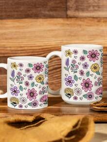 1pc 11oz/15oz Custom Mother's Day Name Mug, Personalized Coffee Cup With Printed Name. The Wrap-Around Pattern On The Mug Can Be Customized With Up To 8 Children Holding Their Mother's Hand. This Mother-Themed Mug With Floral Elements Is An Ideal Gift For Mom And A Unique, Thoughtful Present - 款式9 - 查看 7