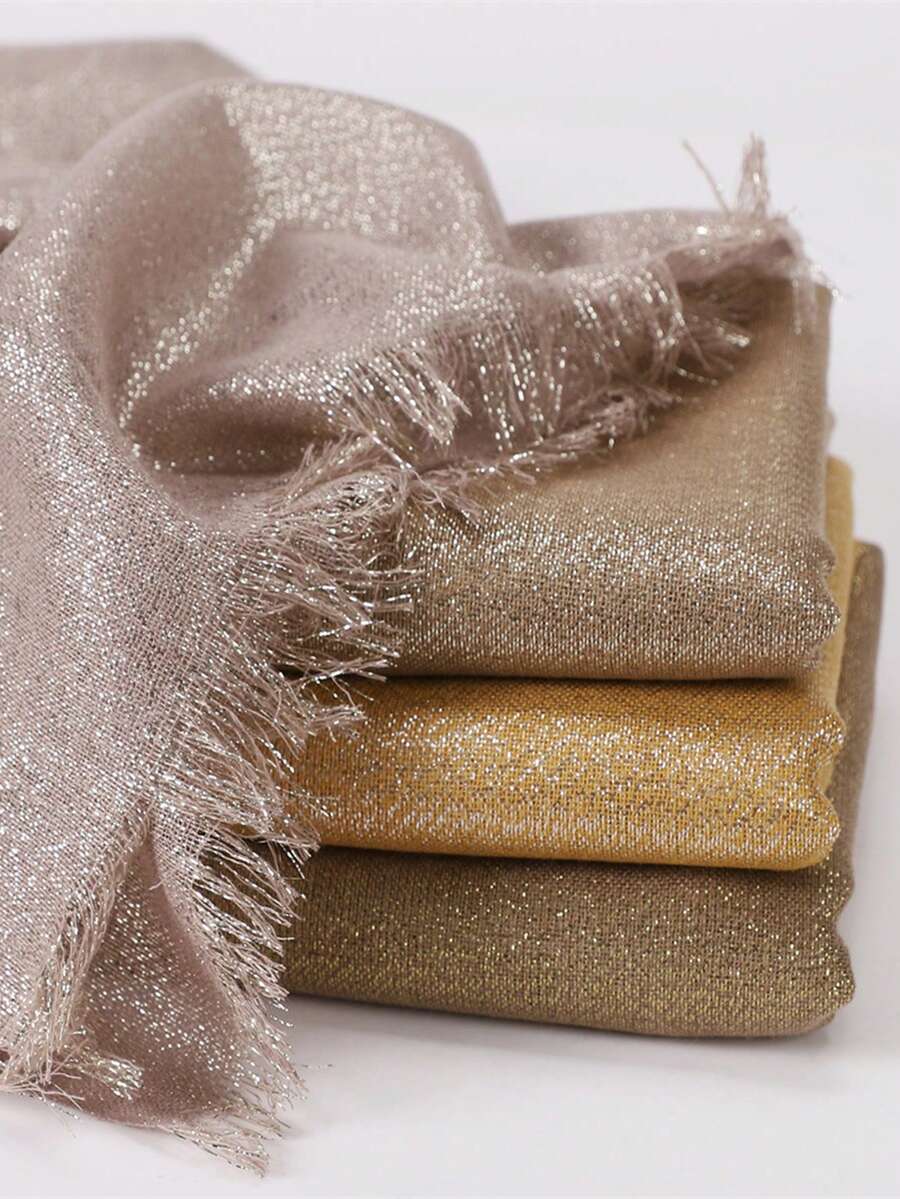 1pc Women's Elegant Four-Sided Printed Gold & Silver Thread Scarf/Shawl/Beach Wrap - Multicolor - View 1